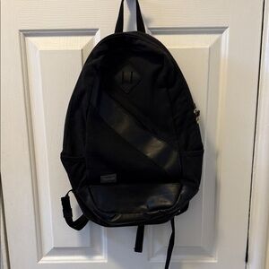 Tracksmith Black Backpack with Leather Accents